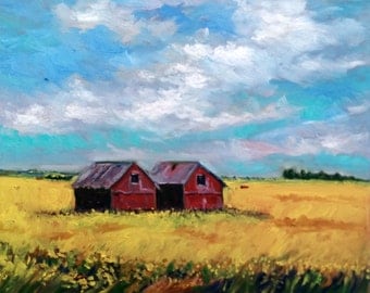 Original Oil Painting, Field landscape Canada, 16"x20", 1609224