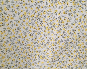 Yellow floral fabric - Rose and Hubble 100% cotton poplin fabric UK