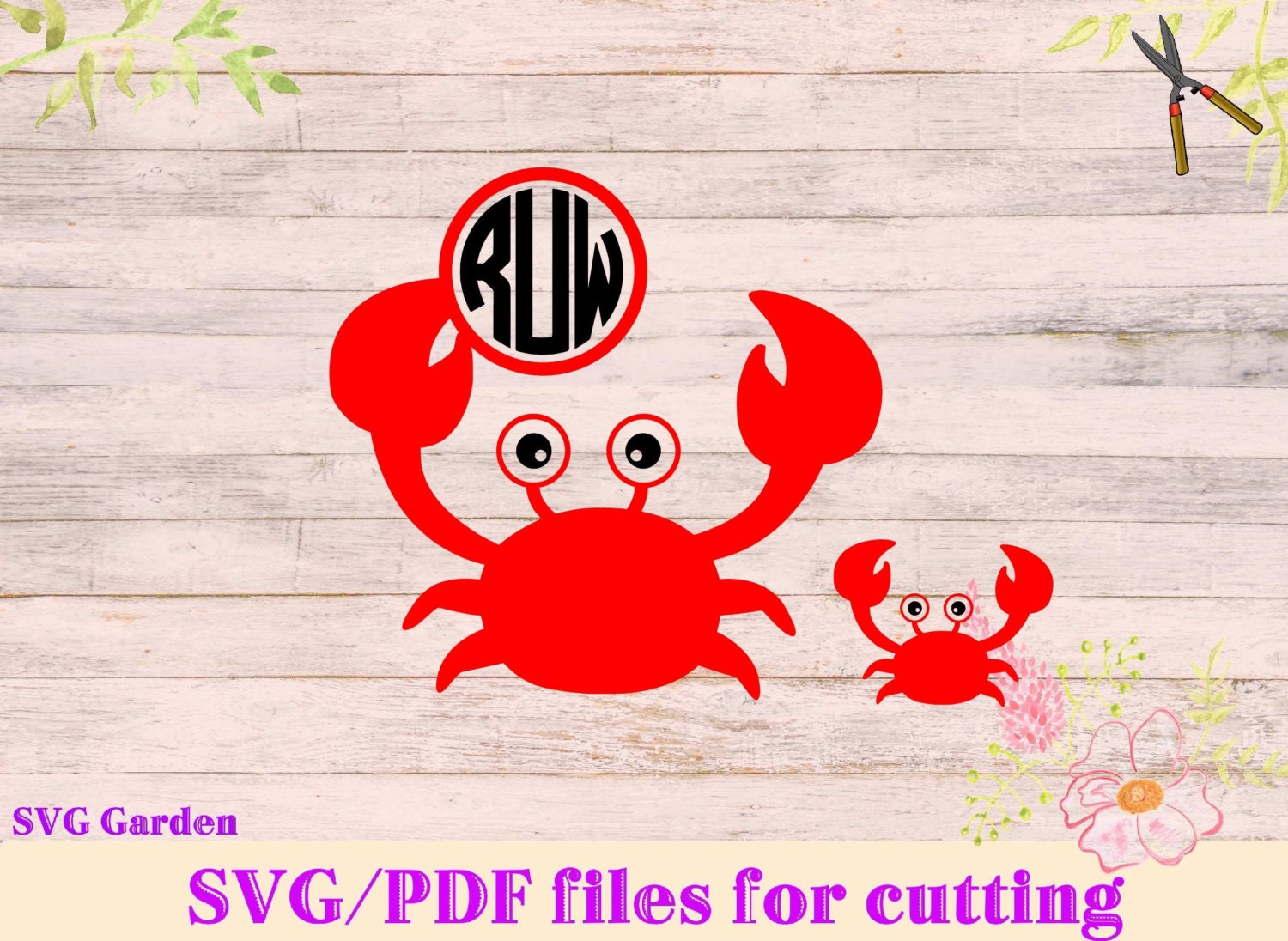 Download Crab SVG Crab Monogram SVG Files for Cricut Cameo Nautical