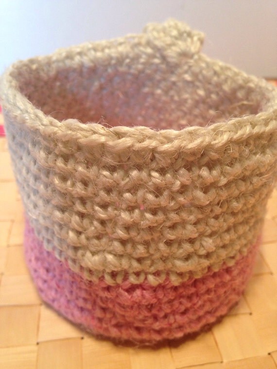 Jute twine small crochet basket twine basket by WithoutDirections