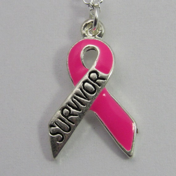 Breast Cancer SURVIVOR RIBBON Necklace Hand Stamped Stainless