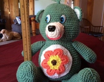 Crocheted Green Teddy Bear