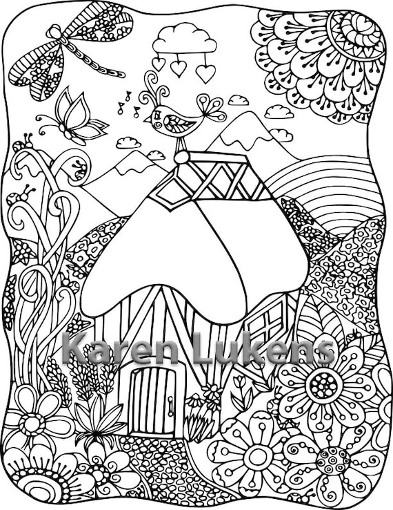 fairy cottage coloring pages - photo #29