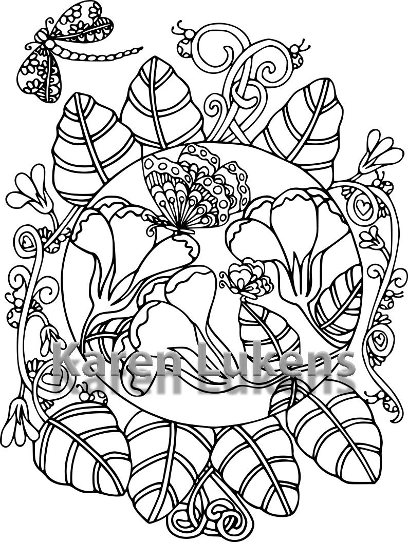 Butterfly Garden 5 1 Adult Coloring Book Page Printable Instant Download