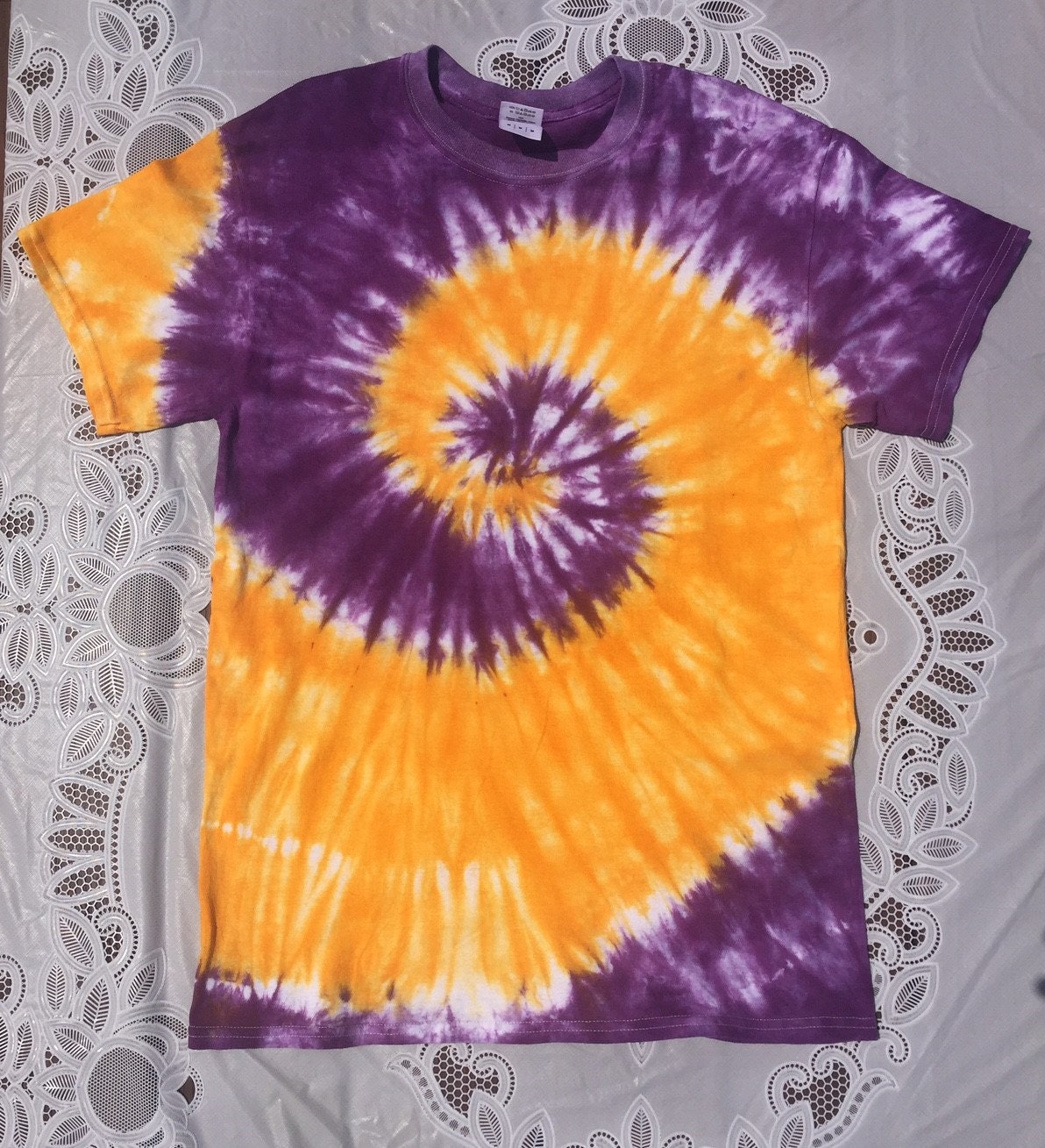 Purple and Gold Spiral Custom Tie-Dye Shirt