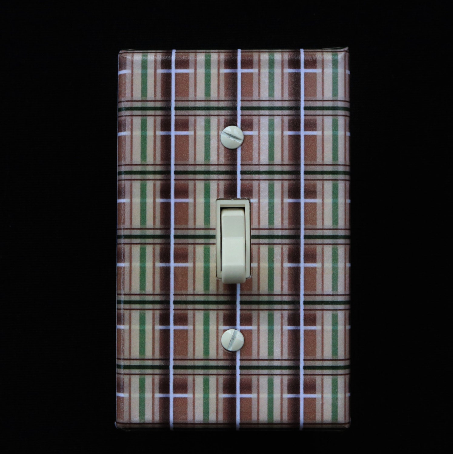 Brown Plaid Light Switch Cover Brown By CoolCrazyCrafting On Etsy   Il Fullxfull.1007037104 Nffd 