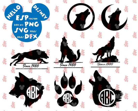 Download Wolf SVG monogram frame Cut files Mouse Die Cuts Svg
