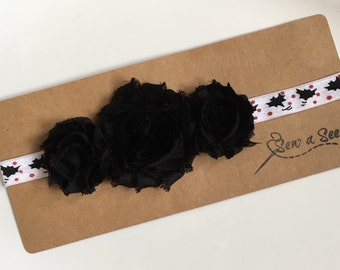 Halloween Headband, Baby Headband, Infant Headband, Bat Headband, Black Flower Headband, Fall Headband