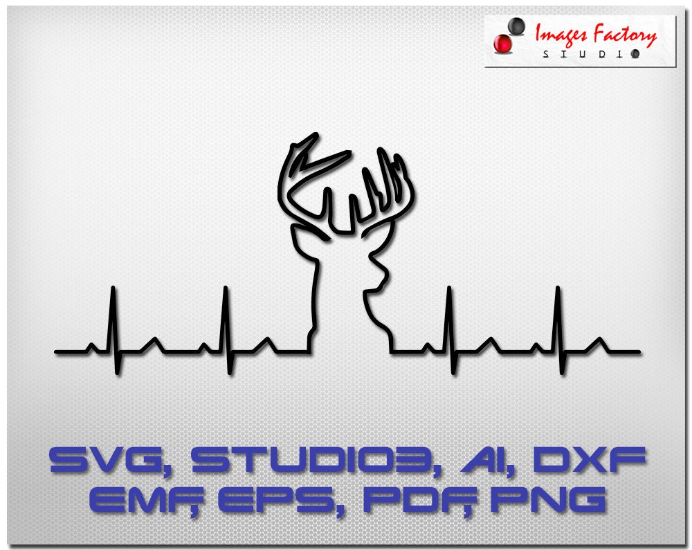 Download Deer EKG svg cuttable Cricut Design Space Silhouette