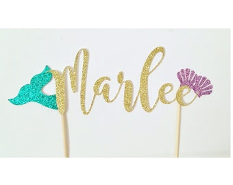 Mermaid Cake Topper. Under the Sea Cake Topper. Calligraphy Cake Topper. Mermaid Party. Ariel. Calligraphy Party Decor. Cake Topper.