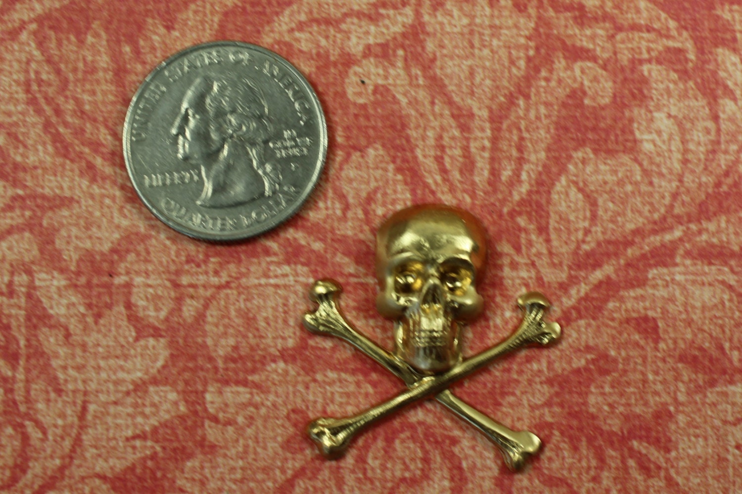 Raw Brass Skull & Crossbones Art Deco Craft Jewelry Scrapbook