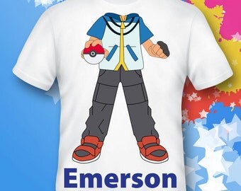 pokemon Shirt. ash ketchum Shirt. pokemon gift. pokemon costume. pokemon birthday