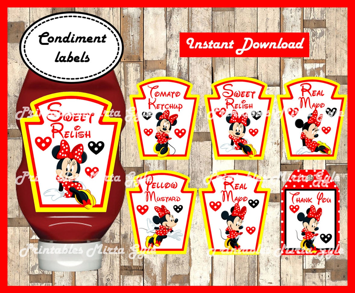 Minnie Mouse Condiments Label printable Minnie Mouse party