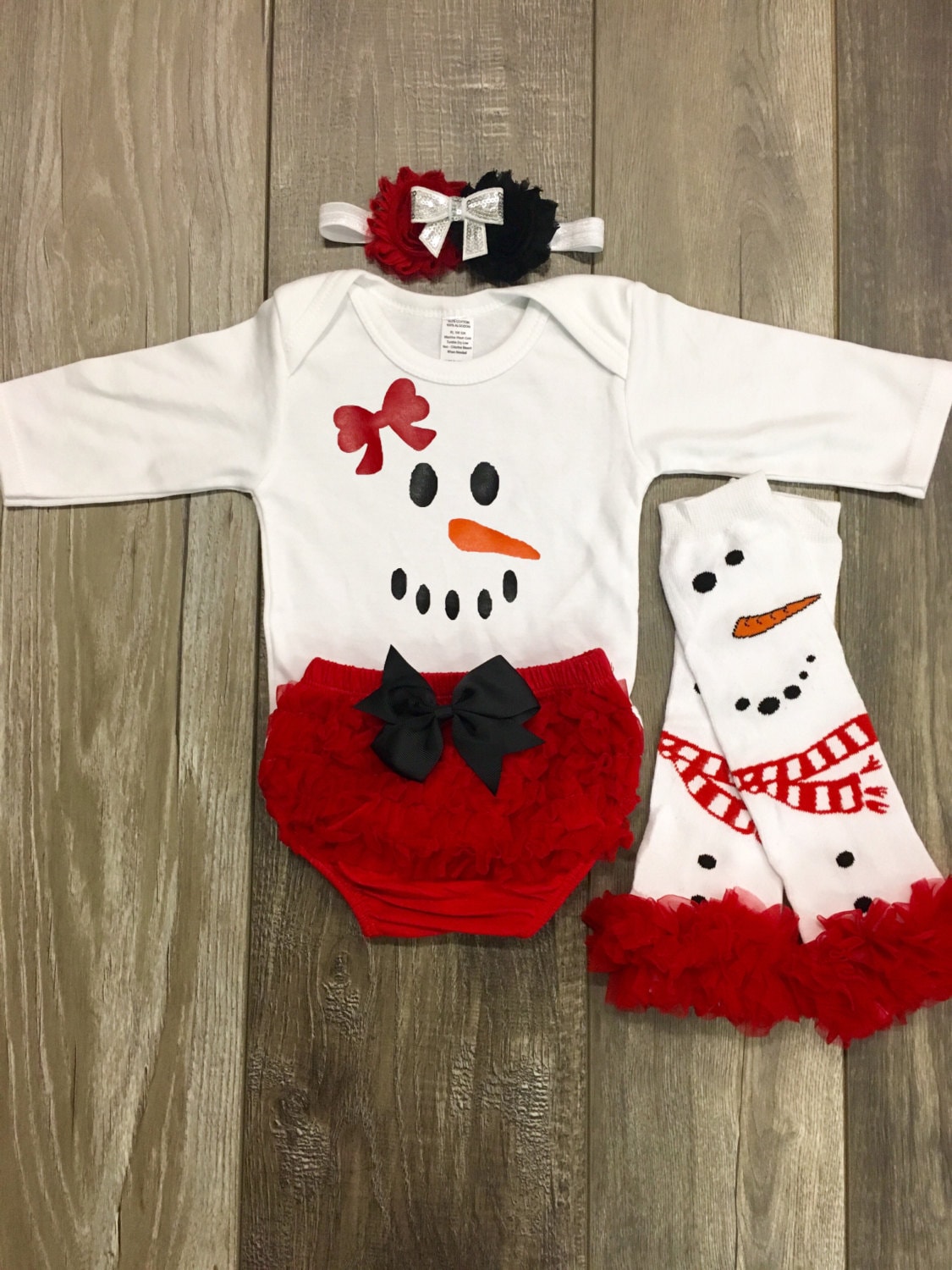 Baby girl Christmas outfit Snowman outfit by Mylittlerascal