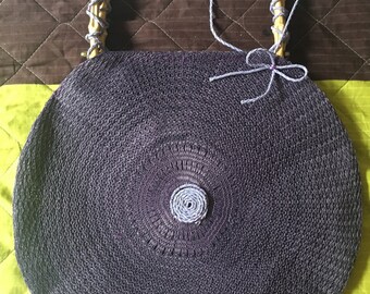 Round purse bamboo handles