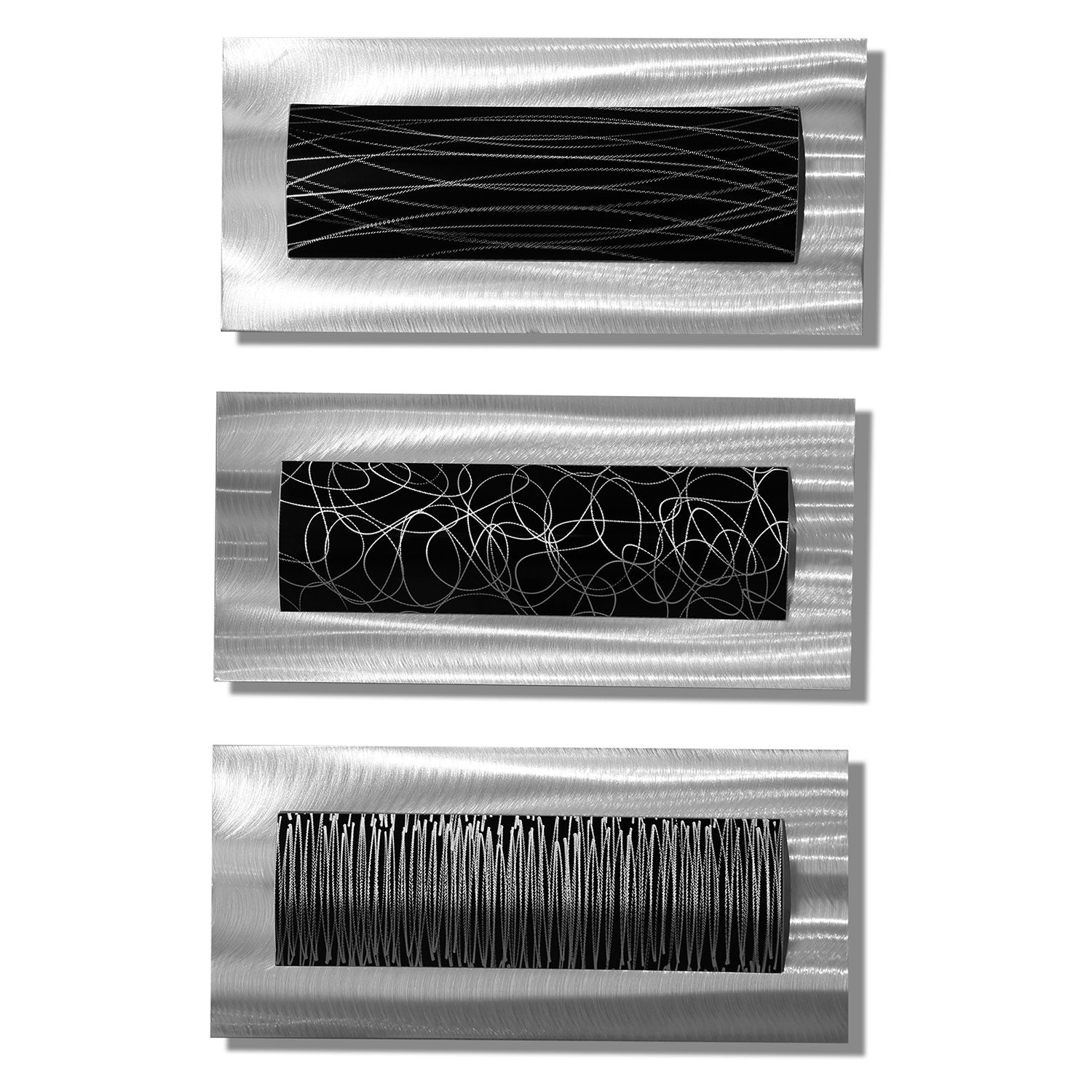 SALE Silver & Black Modern Metal Wall Accent Contemporary