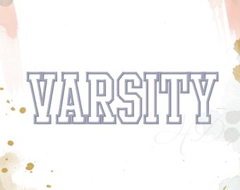 4" inch Varsity Applique Font Machine Embroidery Pattern Instant Download 4x4 hoop