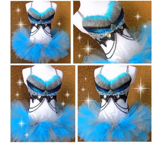 Blue Grey Cheshire Cat Inspired Rave Outfit Rave by VinylDolls