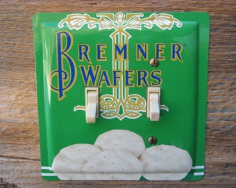 Bremner Unique Wall Decor Light Switch Cover Switchplate Double Plate Made From An Old Wafers Tin SP-0274