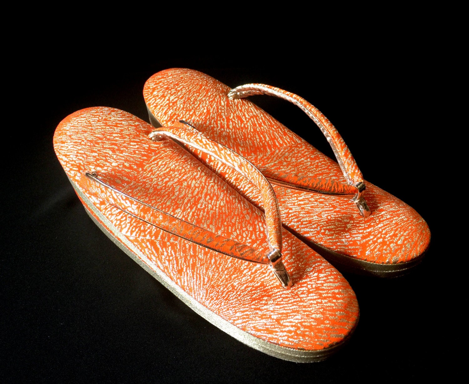 Vintage Japanese Formal Zori Sandals Kimono Shoes Silver