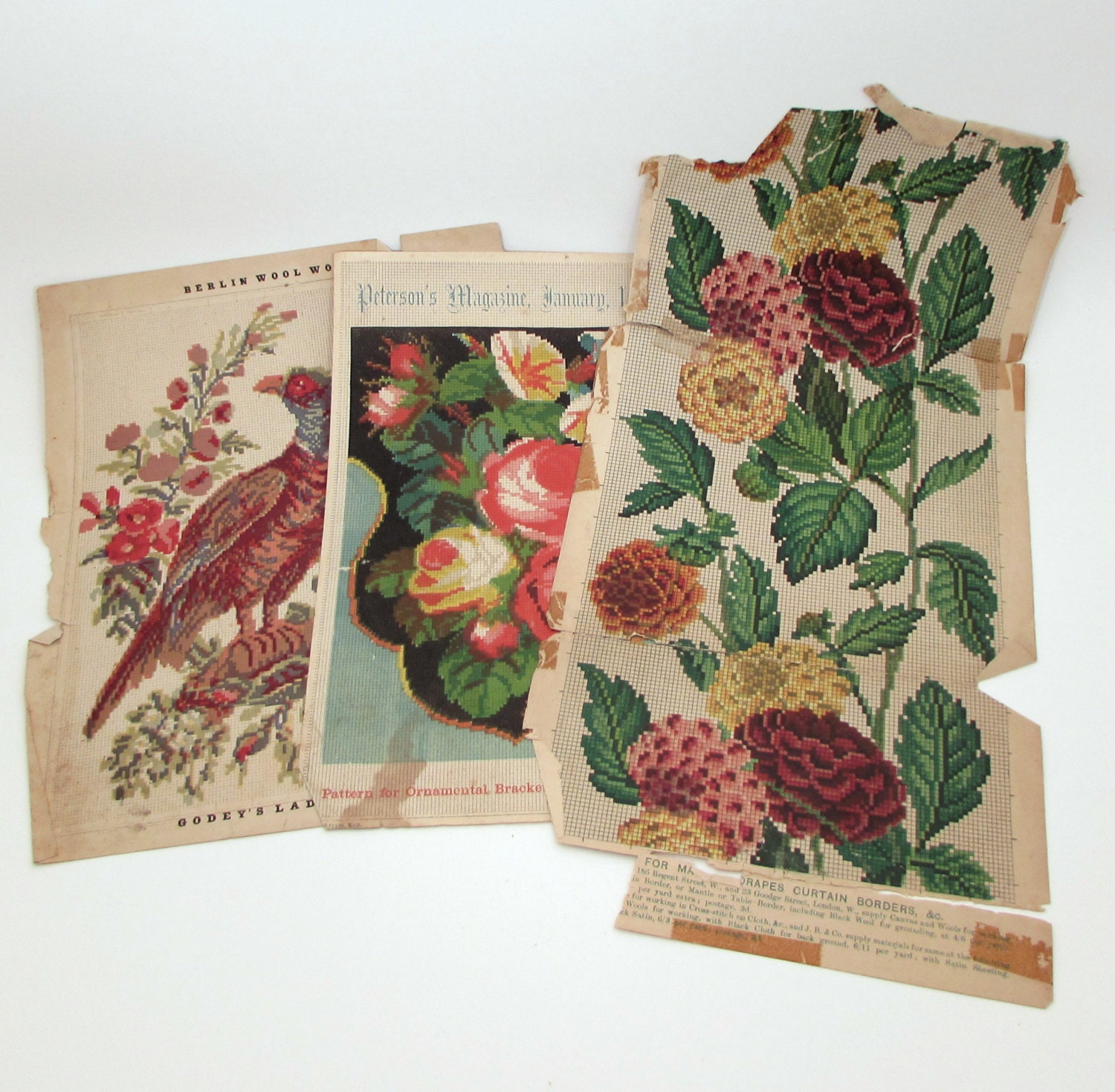 6 Antique Embroidery Patterns Berlin Woolwork Ladies