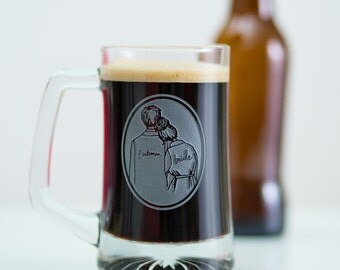CUSTOM BEER STEIN/Bridesman/Man of Honor/Groom/glass beer stein