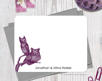 Rest for the Wise - Set of 12 Personalized Flat Note Cards + Envelopes (custom name and color)