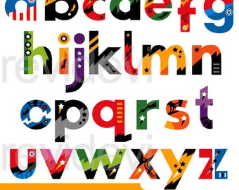 Superhero clipart - Superhero alphabet small caps clip art - letters clipart - digital images, instant download, commercial use