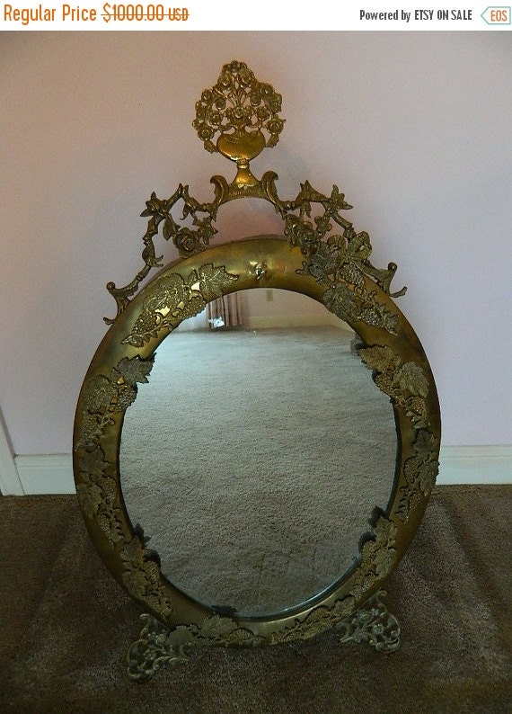 Vintage Persian Brass Wedding Mirror, Grapevine pattern, Ornate ...