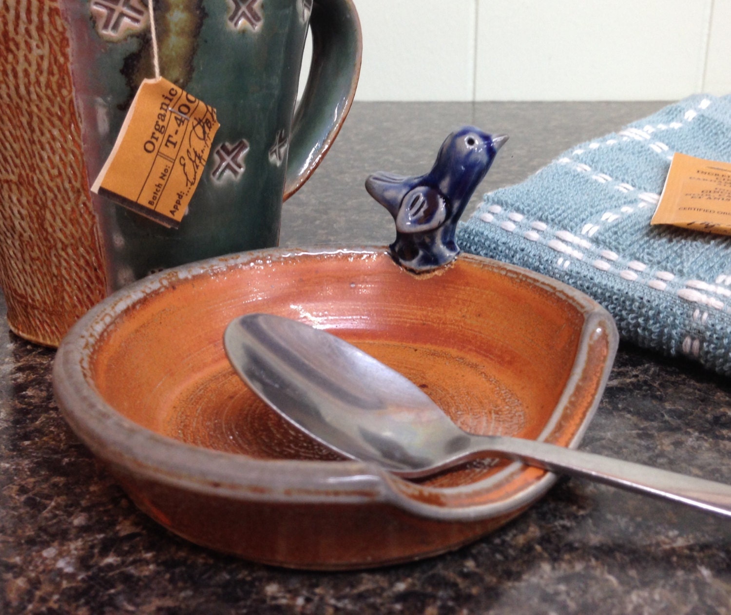 Spoon Rest with Blue Bird