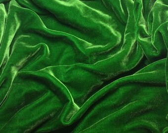 KELLY GREEN Silk Velvet Fabric - 1 Yard