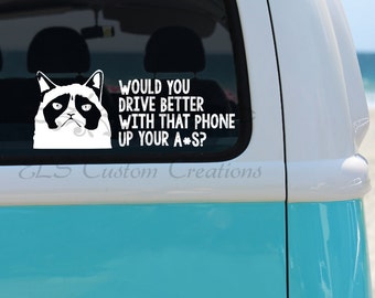 Grumpy Cat Cell Phone Car Decal, Grumpy Cat Decal