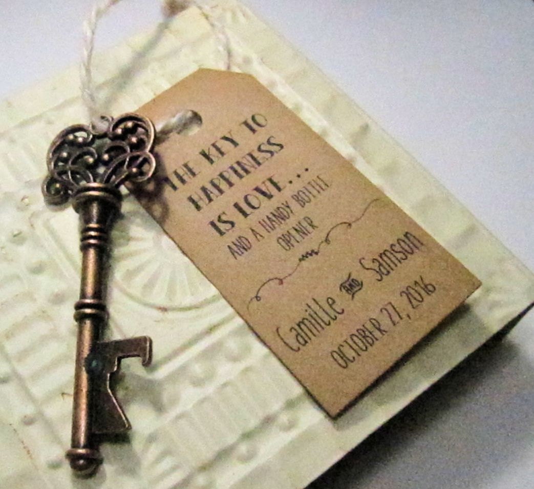 Key Bottle Opener Wedding Favor Set of 10 Skeleton Key
