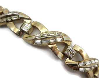 Trifari Bracelet - Clear Rhinestones, Alfred Philippe, Costume Jewelry 1950s