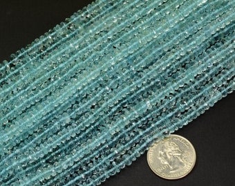 6mm Mint Blue Aquamarine Faceted Rondelle Bead 13.5" Strand