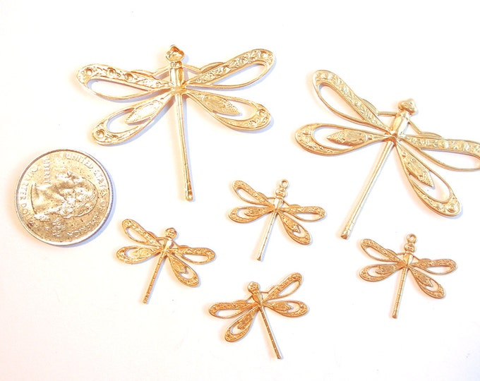 Set of Brass Dragonfly Charms
