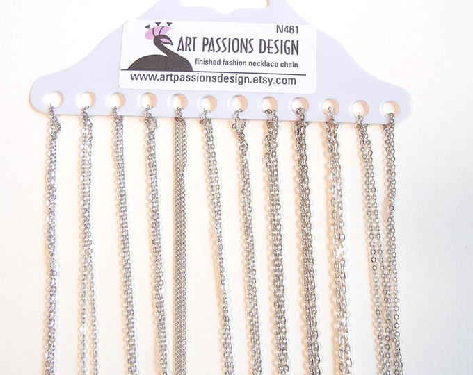 CHAINS N461 Silver-tone 16 Inch Finished Fashion Neckace Fine Link Cable Chains One 22 inch
