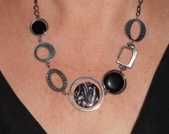 Black necklace, asymmetric necklace, geometric necklace, unique necklaces for women, gift, bohemian jewelry