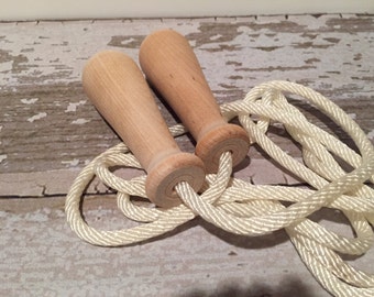 Toy - Jump Rope - 8 ft - Wooden Toy Jump Rope or Skipping Rope with Natural Handles for height of 5 ft 5 inches and under - Skipping Rope
