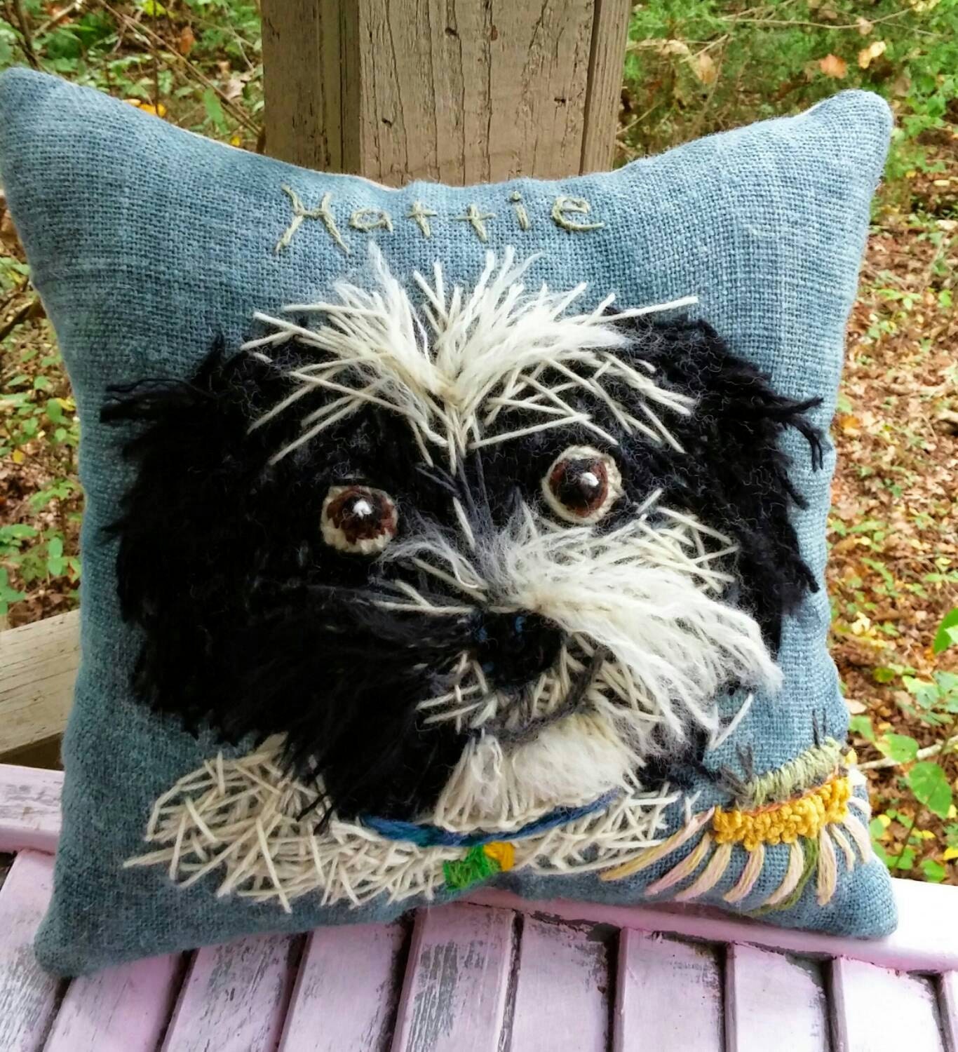 embroidered dog pillows