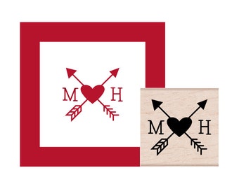 Arrows Crossed with Initials Personalized Rubber Stamp