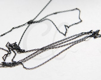 3 Feet Matte Black Plated Brass Base Rectangle Cable Link Chain-1.4x0.9mm (225S4DC)