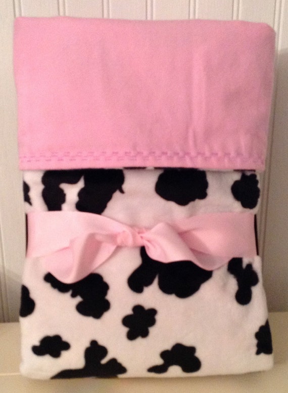 Cow Print Sherpa Baby Blanket 30" x 40" (Personalized ...
