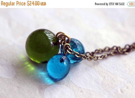 Green and Blue Glass Marble Pendant Lampwork Glass Drops Forest Green ...