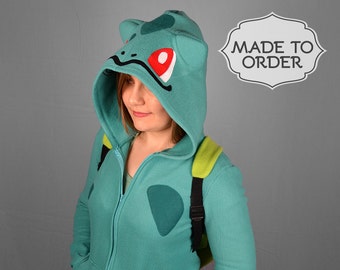 Bulbasaur Pokemon Costume Hoodie with Bulb Backpack - Made to Order
