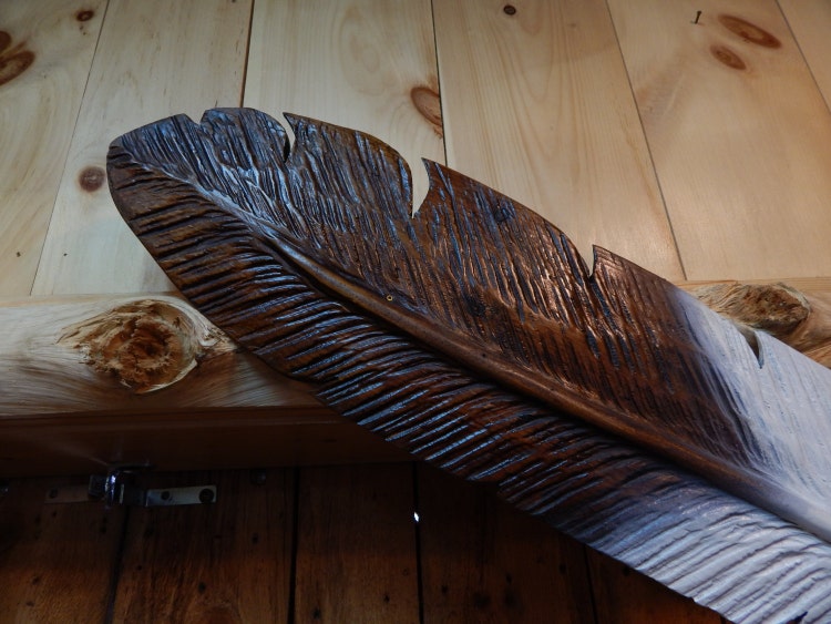 Feather Wood Carved Chainsaw Carving Eagle by crockettscarvings