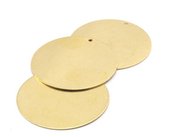 Brass Customized Tag 6 Raw Brass Round Tag 40x0.80mm A0958