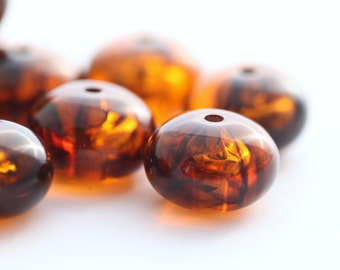Vintage Tortoise Tortoiseshell Spacer Rondelle Lucite Beads 12mm (16)