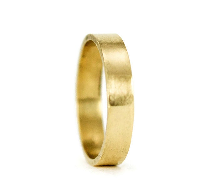 Solid Gold Wedding Ring 14K or 18K Gold Flat Edge Wedding