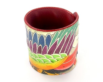 Leather Cuff Wallet also with Contactless Payment Chip - Phoenix Tattoo
